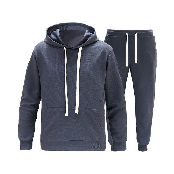 WAFFLE CASUAL SPORTS SUIT LOOSE AND HANDSOME HOODED SWEATSHIRT