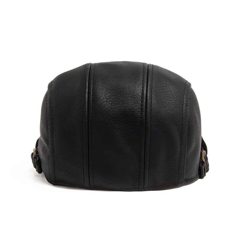 Herren Vintage Casual Leder Baskenmütze