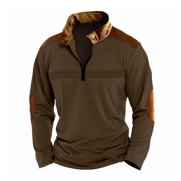 Herren Colorblock Reißverschluss Stehkragen Langarm Casual Sweatshirt