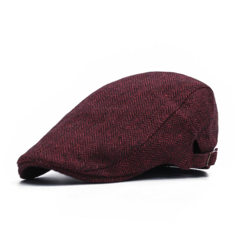 Herren-Baskenmütze im Vintage-Stil mit Fischgrätenmuster
