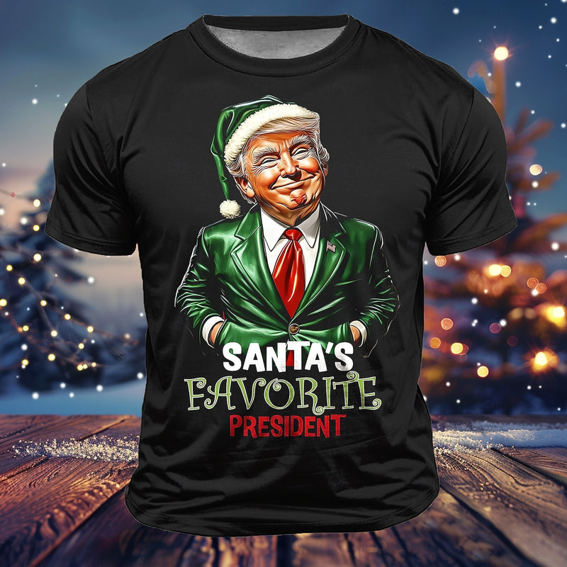 Christmas Men's Funny Trump Make America Great Again 3D T-shirts Trump Hat Fashion Athleisure 3D Print Tee Street Sports Outdoor Black Short Sleeve Crew Neck Summer Spring Clothing Apparel