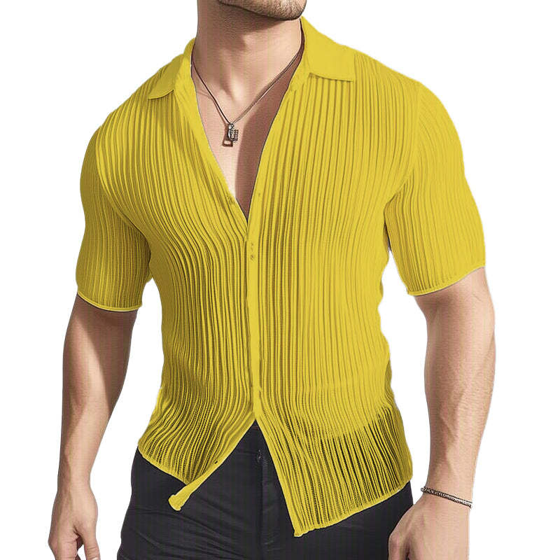 Leichtes strukturiertes Slim-Fit Kurzarmhemd für den Sommer für Herren