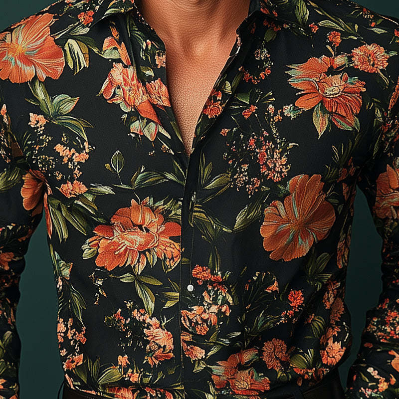 Langarmhemd für Herren im Vintage-Western-Print