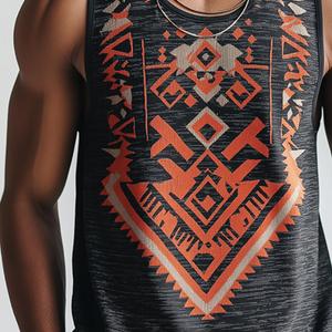 Herren-Tanktop im Retro- und lässigen Ethno-Stil mit Rundhalsausschnitt