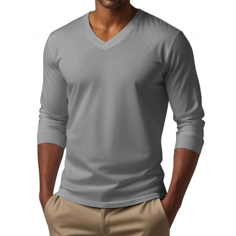 Lässiges Herren-T-Shirt mit V-Ausschnitt und schmaler Passform aus Baumwollmischung