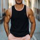 Men's Cool Skin-friendly Black Cotton Tank Top