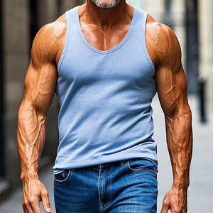 Himmelblaues, schlichtes Slim Fit Tanktop für Herren