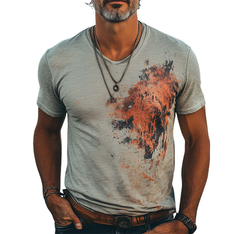 Men's Comfortable And Fashionable Printed Stretch Slim Fit T-Shirt