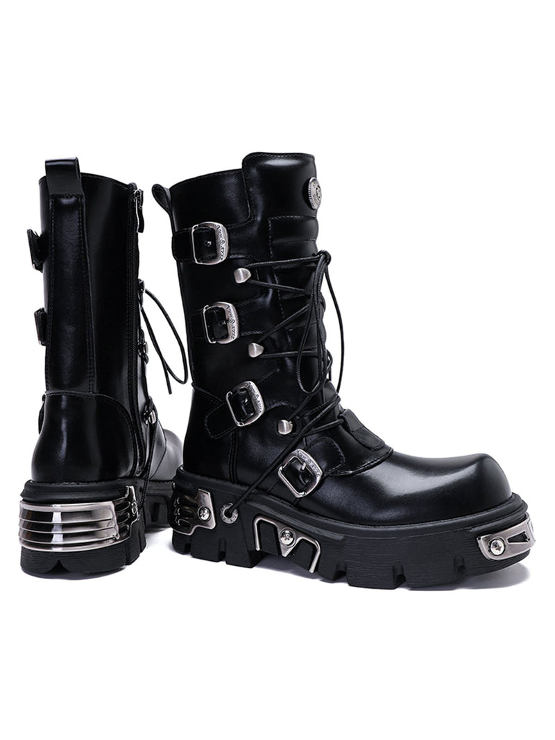 Metal Punk Style Workwear Platform Boots