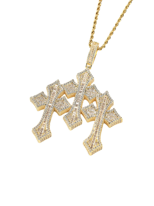 Cross Zircon Pendant Copper Necklace