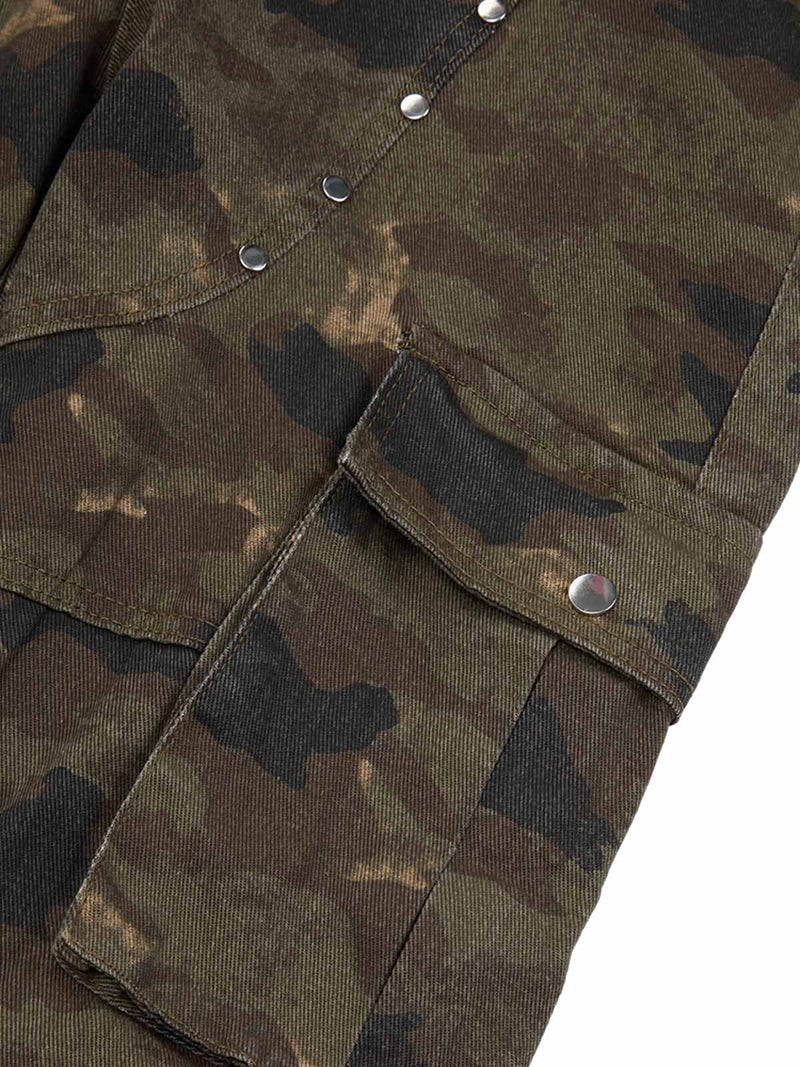 Camouflage Pleated Rivet Pants