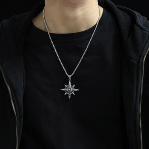 Vintage Casual Octagonal Star Cross Necklace
