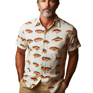 Herren-Kurzarmhemd im Frühfrühlingsstil mit einzigartigem Aufdruck