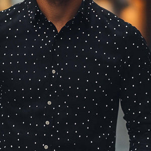 Men's Diamond Dot Lapel Knitted Casual Shirt
