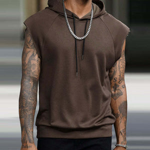 Herren Retro Casual Solid Color Sport Kapuzen-Tanktop