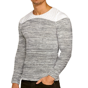 Men's Casual Crew Neck Striped Knitted Sweater