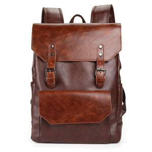 Men's Crazy Horse Leather Large Capacity Backpack