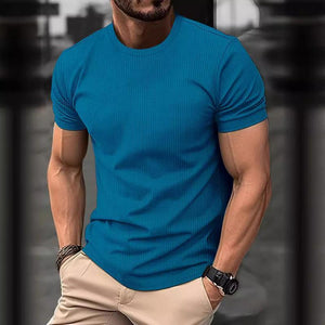 Lässiges, atmungsaktives Kurzarm-T-Shirt aus Eisseide mit Rundhalsausschnitt für Herren