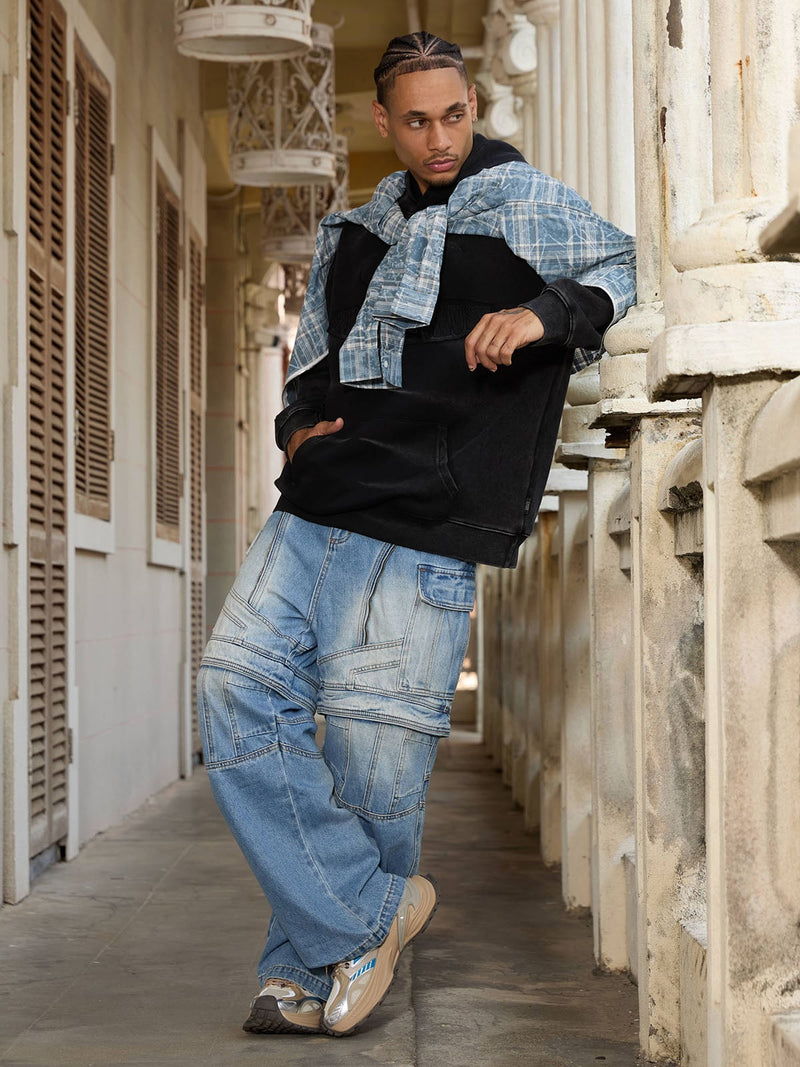 Multi-structure Design Baggy Jeans