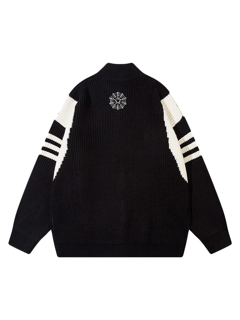 Spider Zip Up Cardigan Sweater