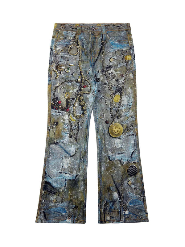 Graffiti BORO Destruction Chain Jeans