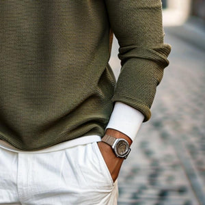 Men's Colorblock Zipper Crewneck Casual Sweater