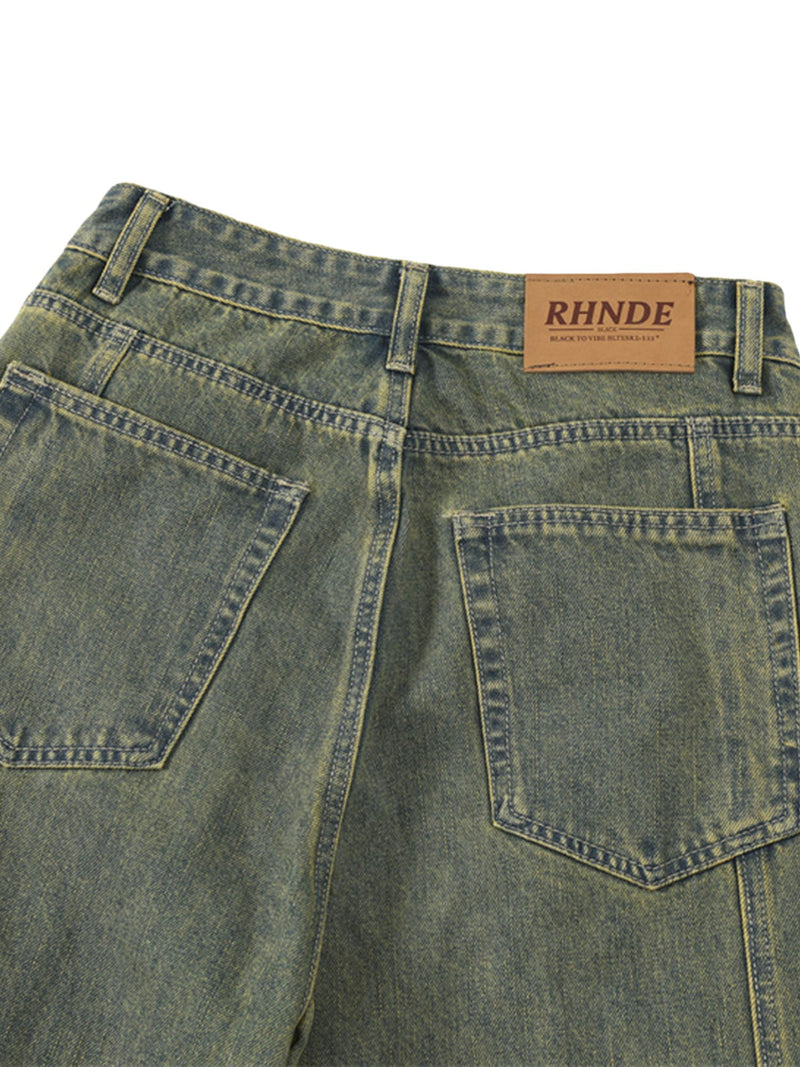 Wasteland Style Washed Distressed Work Cargo Jeans