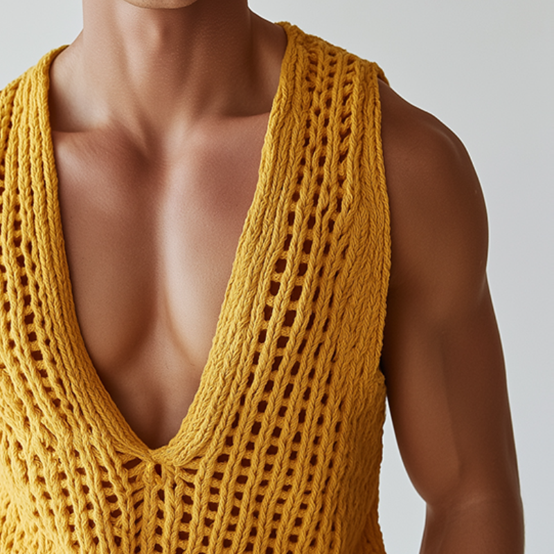 Men's Vintage Casual Solid Knit Tank Top