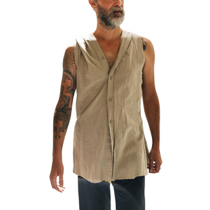 Men's Classic Retro Casual Cotton And Linen Hooded Tank Top