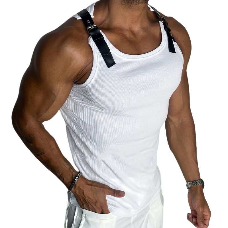 Lässiges Tanktop aus Patchwork-Leder für Herren