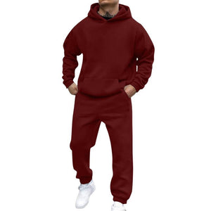 Men's Casual Loose Fleece Long-sleeved Hoodie Sweatpants Set
