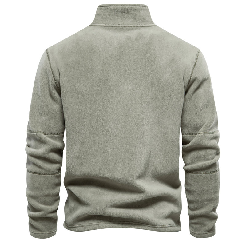 STAND UP COLLAR HALF ZIPPER LONG SLEEVED SWEATSHIRT