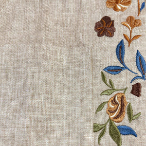 Men's Casual Linen Embroidered Stand Collar Single Breasted Slim Fit Jacket