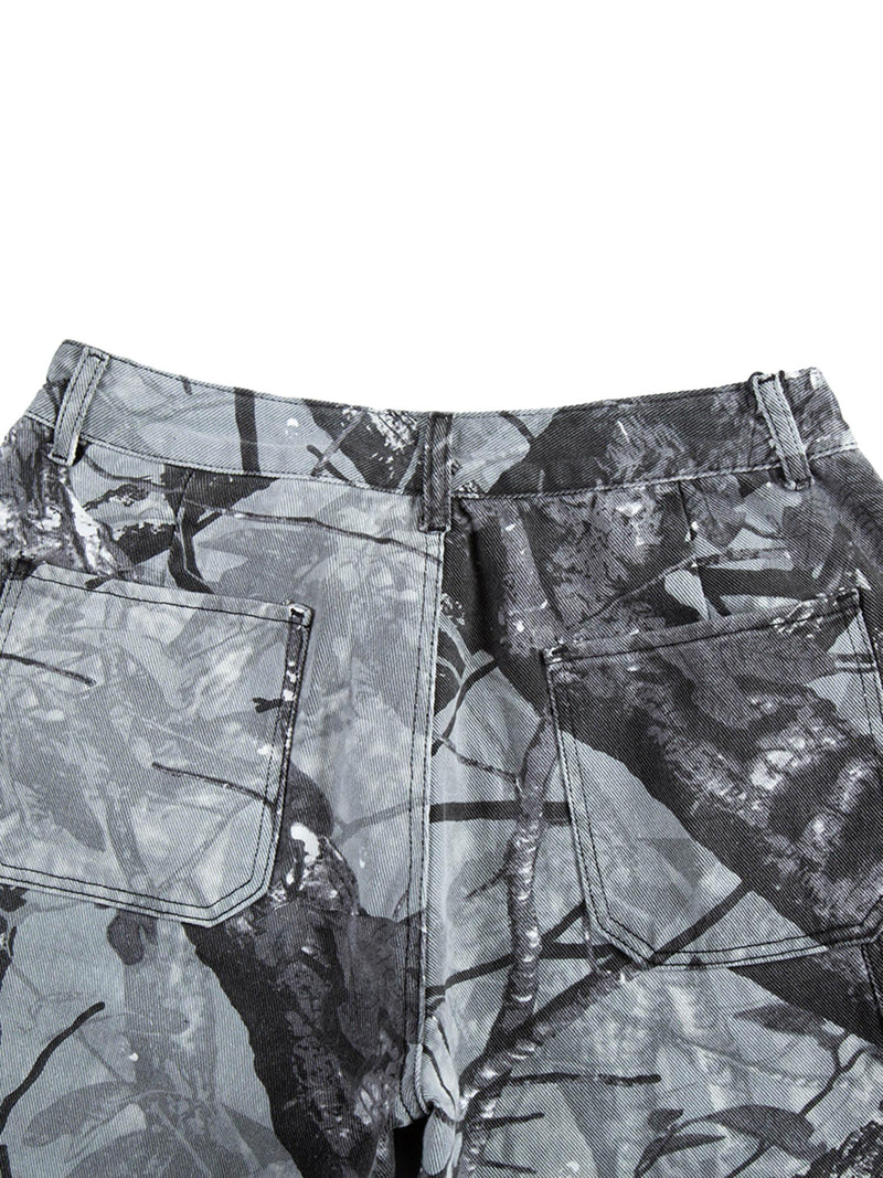 Retro Distressed Camouflage Workwear Hip-Hop Shorts