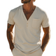 Men's Spring Fashion Casual Suede V-neck Short-sleeved T-shirt