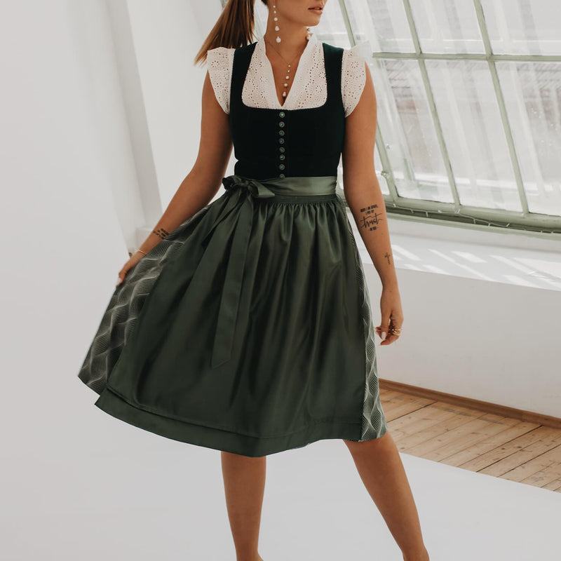 Oktoberfest Dark Green Velvet Dirndl