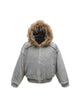 Raglan Sleeve Faux Fur Hooded Quilted Jacket