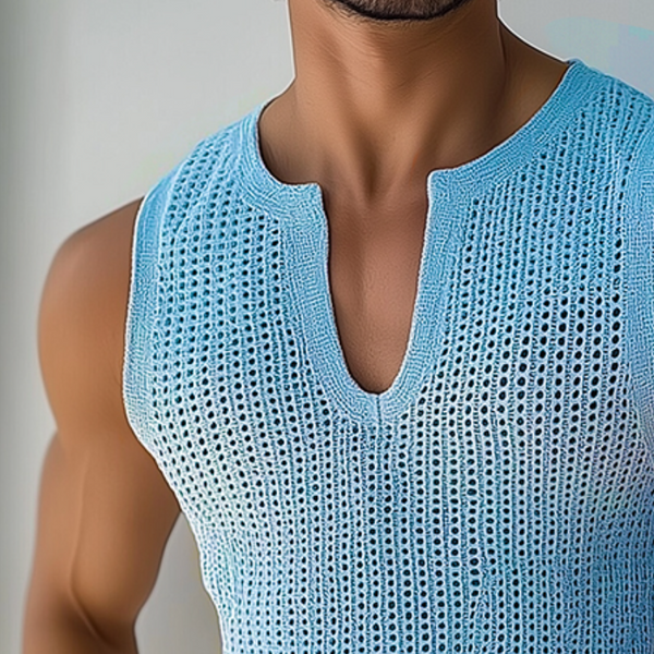Men's Retro Casual Knit V-Neck Tank Top
