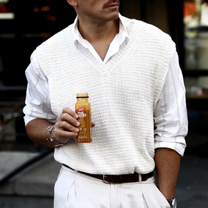 Ärmelloses Tanktop aus massivem Strick mit V-Ausschnitt für Herren