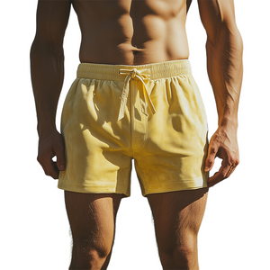 Herren Frühling und Sommer Mode Lässig Einfarbig Elastische Taille Wildleder Strand Shorts