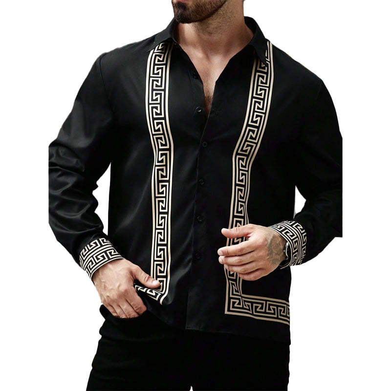 Herren-Langarmhemd mit bedrucktem Revers