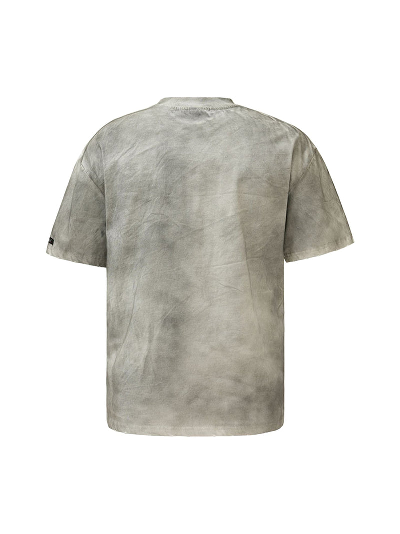 Mud-dyed Dirty Spray Cross Print Street Rap T-Shirt