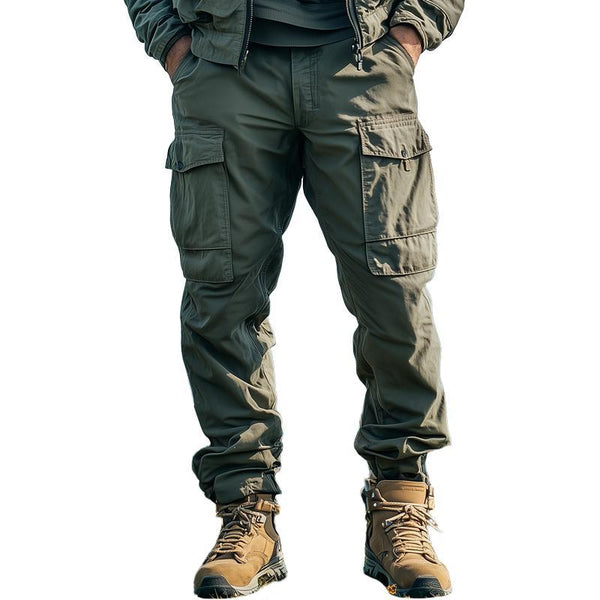 Einfarbige Cargohose mit mehreren Taschen für Herren