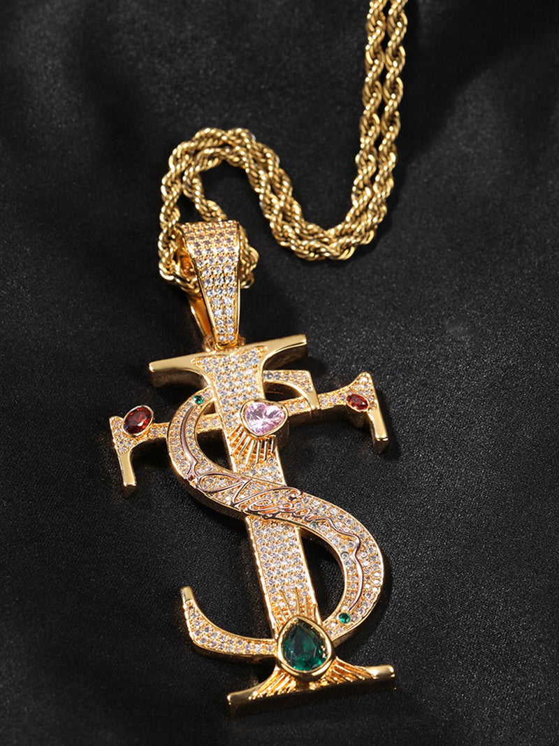 Halskette mit Zirkon-Kreuz-Anhänger 