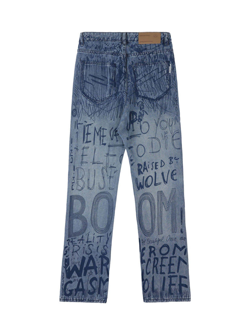 Hip-hop Graffiti Alphabet Jeans