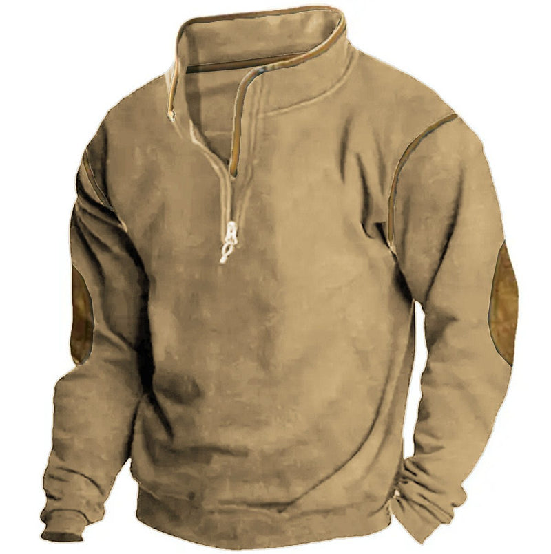 NEW STANDING COLLAR MEN'S STREET TREND ZIPPERED POLO HOODIE