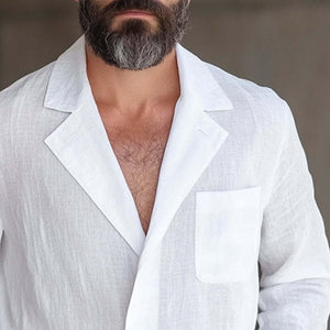 Lockerer, dünner Blazer aus Baumwolle und Leinen für Herren