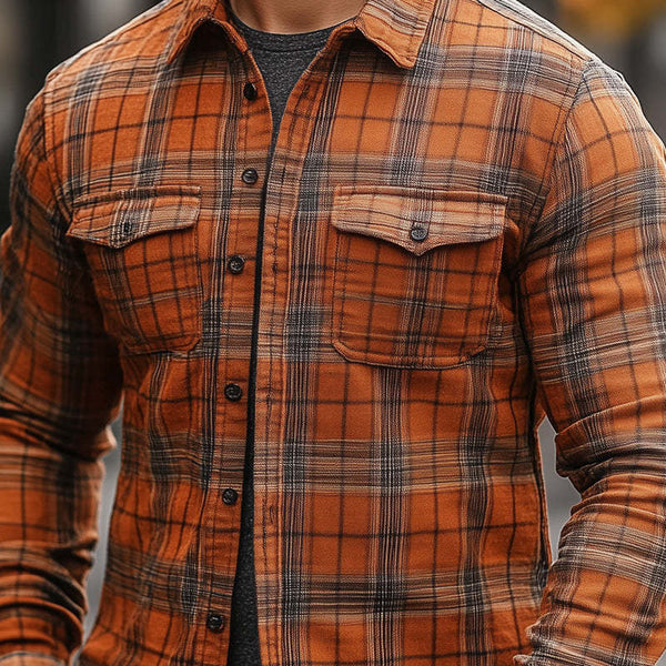 Men's Early Spring Retro Plaid Long Sleeve Shirt MTA2679C5P