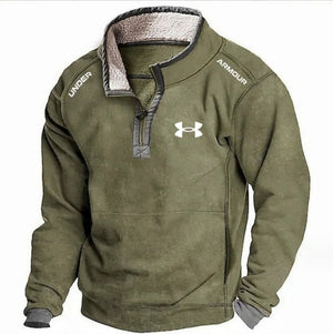 Herren-Freizeit-Kapuzenpullover mit Stehkragen, Frontleiste, Reißverschluss und Fleece-Kapuzenpullover