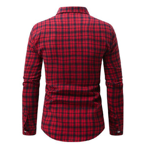 Men's Casual Plaid Long-Sleeved Shirt